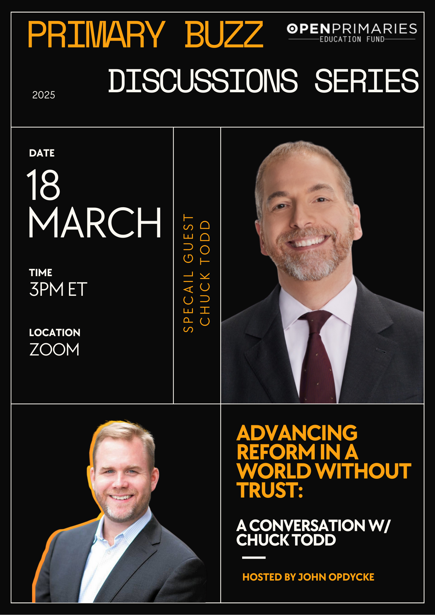 Open Primaries event with Chuck Todd on March 18th. 