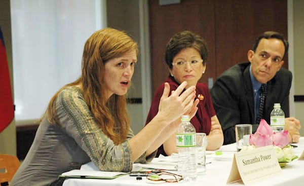 Samantha Power discusses foreign policy and human rights in  human rights organizations // Credit: usembassy.gov