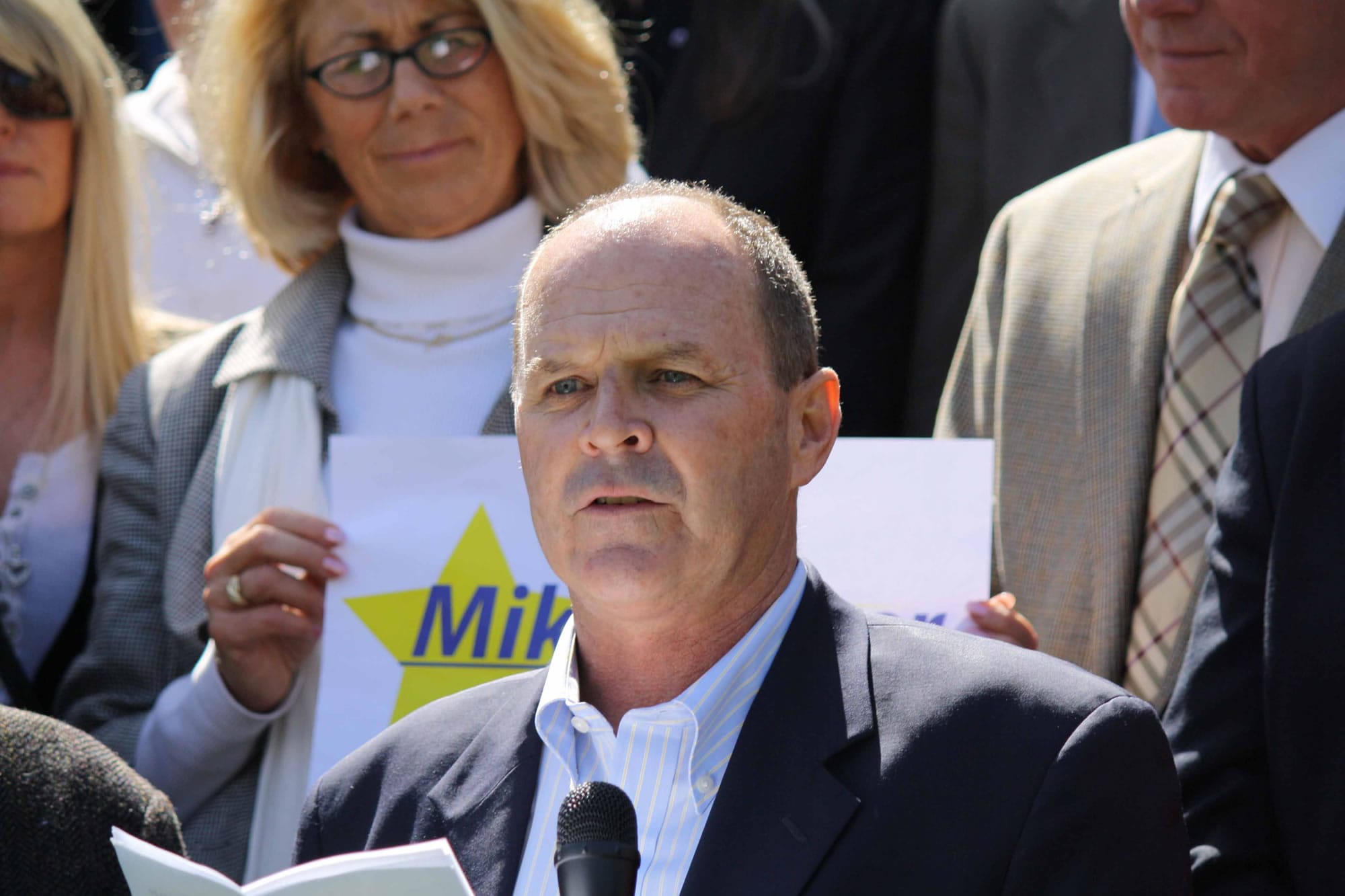 Mike Stoker Mike Stoker faces Hannah-Beth Jackson